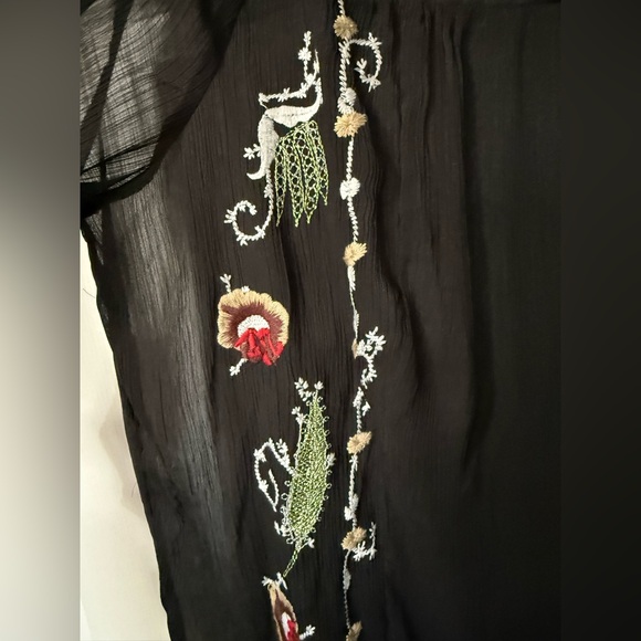 Mushka by Sienna Rose Sheer Black Embroidered Top- L - Picture 5 of 8